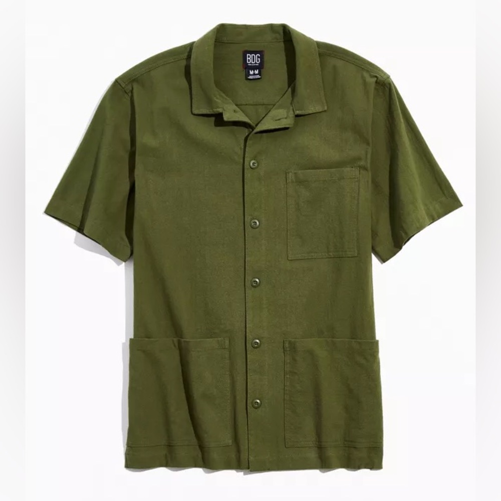 Men’s BDG Olive Utility Shirt 100% Cotton - Size Large